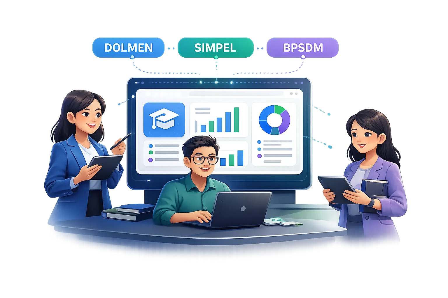 Ilustrasi dashboard pelatihan guru berbasis data